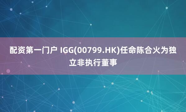配资第一门户 IGG(00799.HK)任命陈合火为独立非执行董事